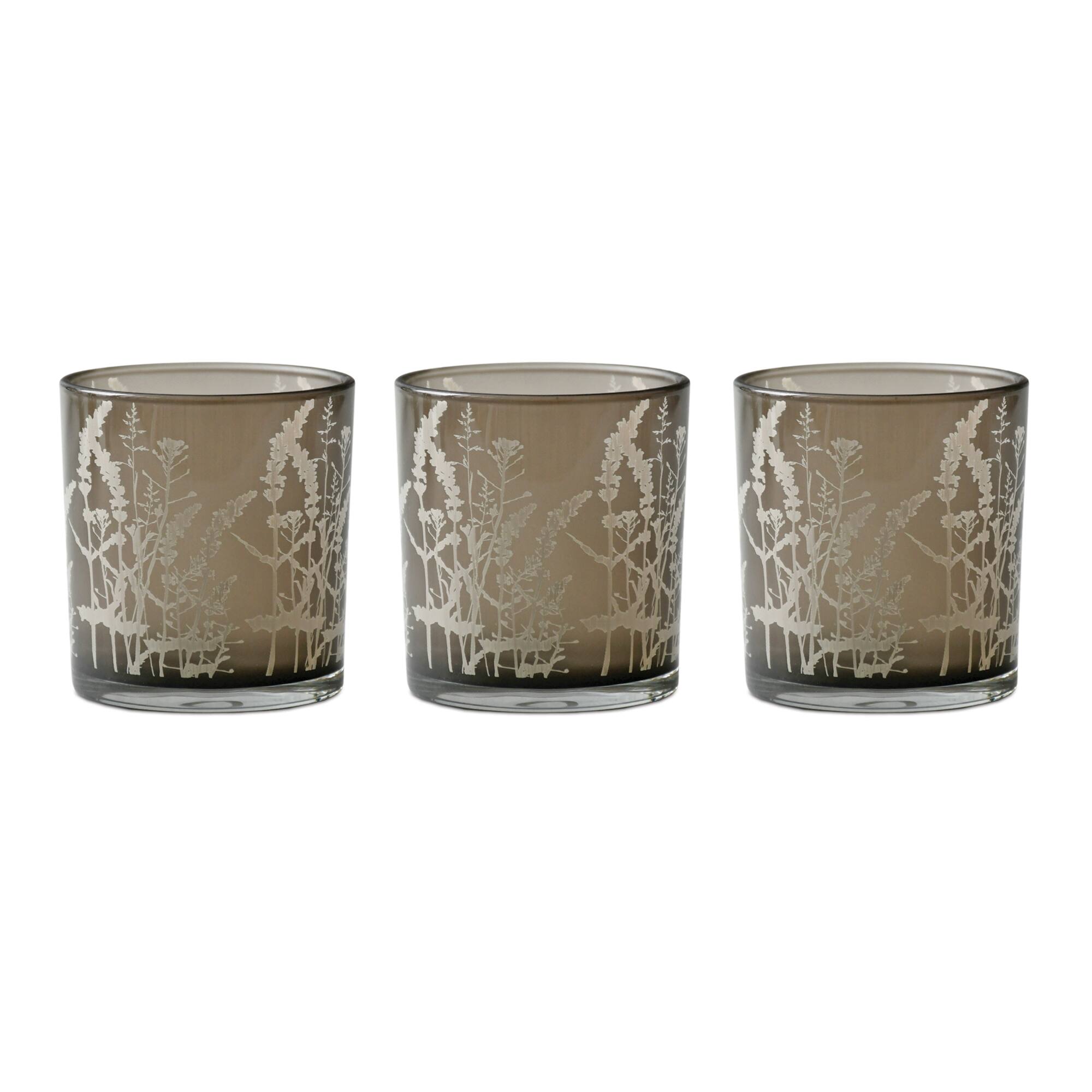 Wildflower Glass Candle Holders, 3ct.